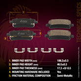 Metrix Premium Rear Semi-Metallic Disc Brake Pad Set 93476MS OEM fit spare parts